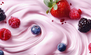berries in pink cream
