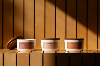 the three fall statement collection on a wood bench
