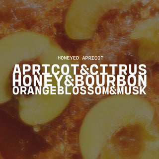 Sliced apricots with a dark background and text overlay.