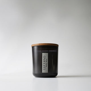 smoky grey candle with wood lid 