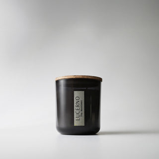 smoky grey candle with wood lid 